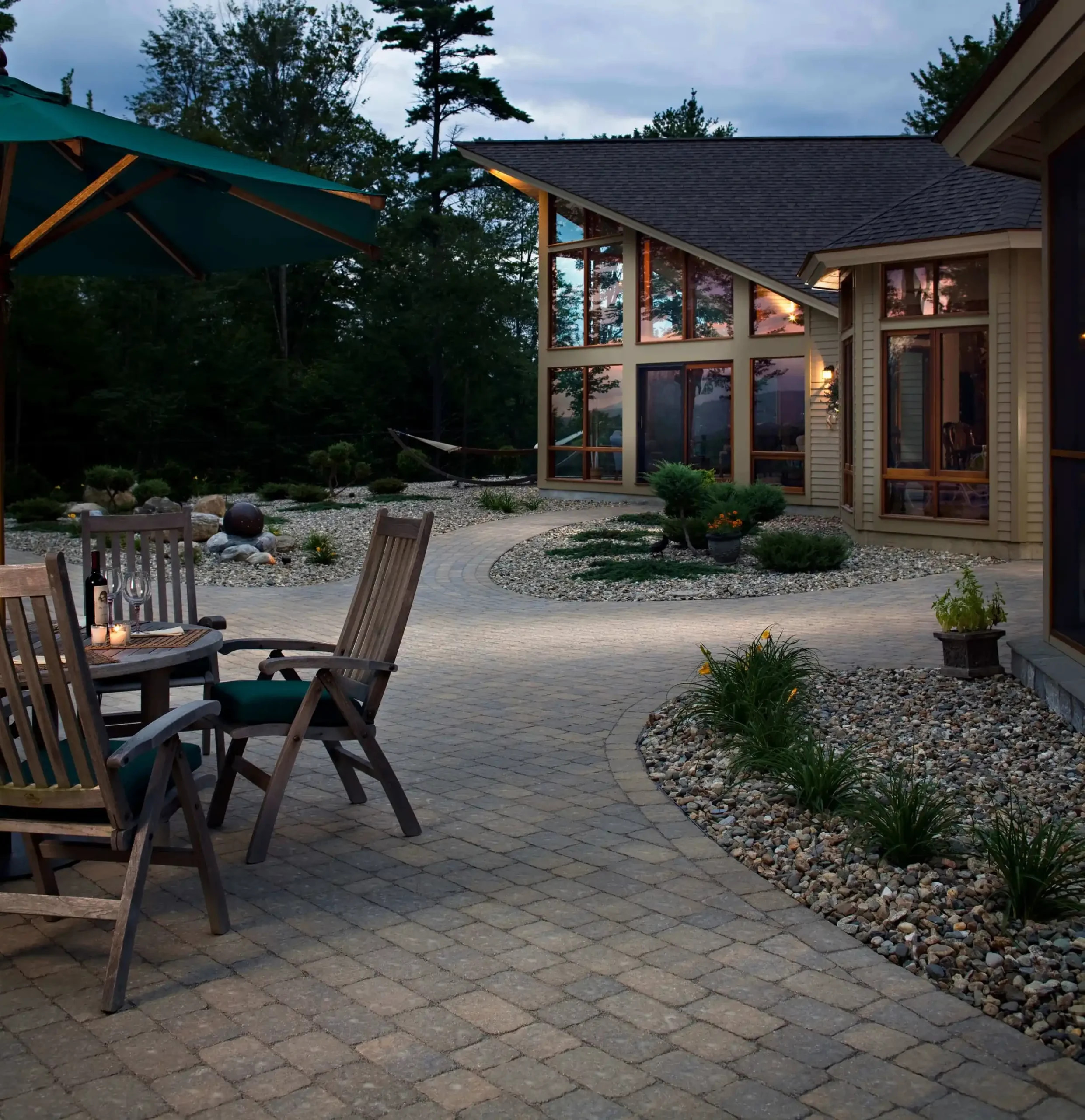 A Hill Country paver patio sealed and ready for entertaining season.