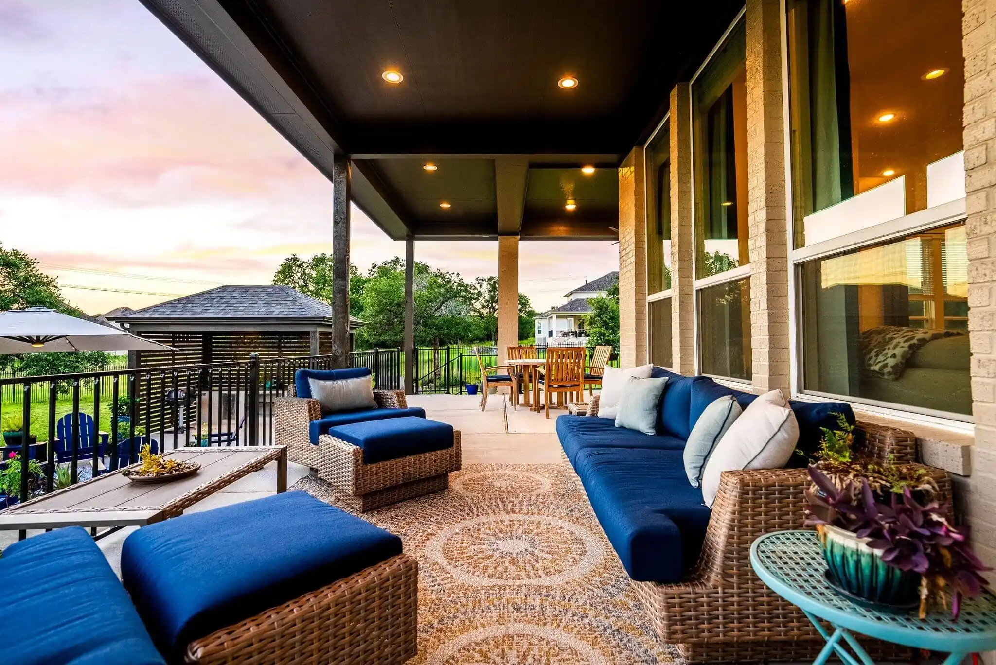 An outdoor lounge area where the pavers were brought back to life.