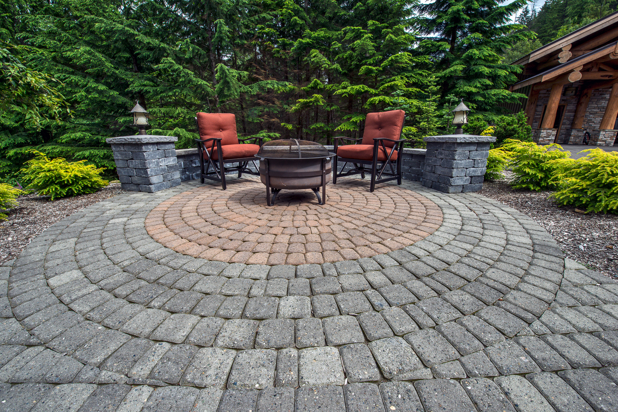 A paver patio sealed to deepen the color and reduce future staining.